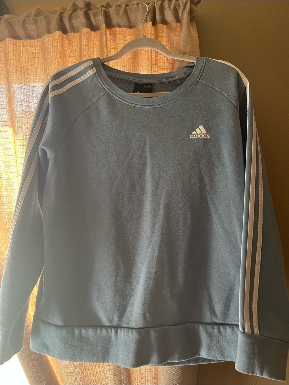 adidas Sky Blue Sweatshirt with White Three-Stripes